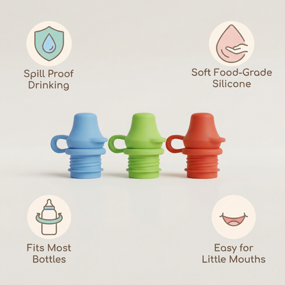 Silicone Spill Proof Bottle Tops – Kids (3 Pack)