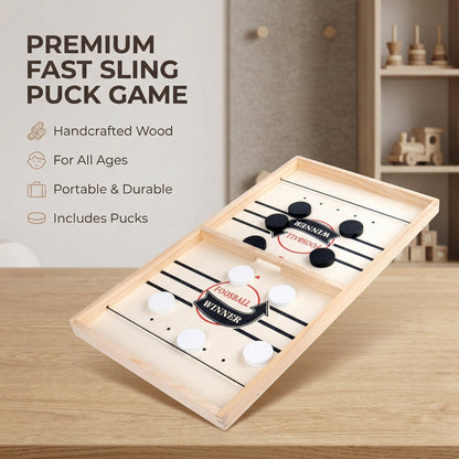 Interactive Wooden Slingshot Puck Game