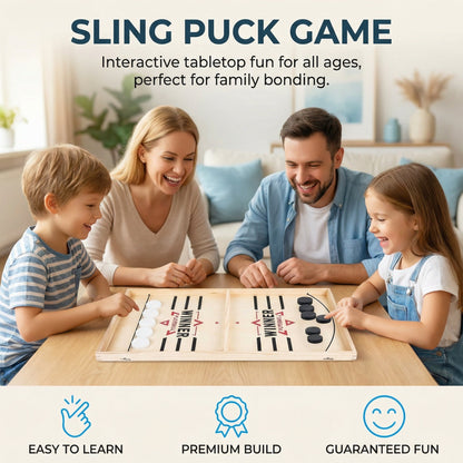 Interactive Wooden Slingshot Puck Game