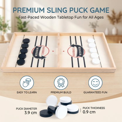Interactive Wooden Slingshot Puck Game