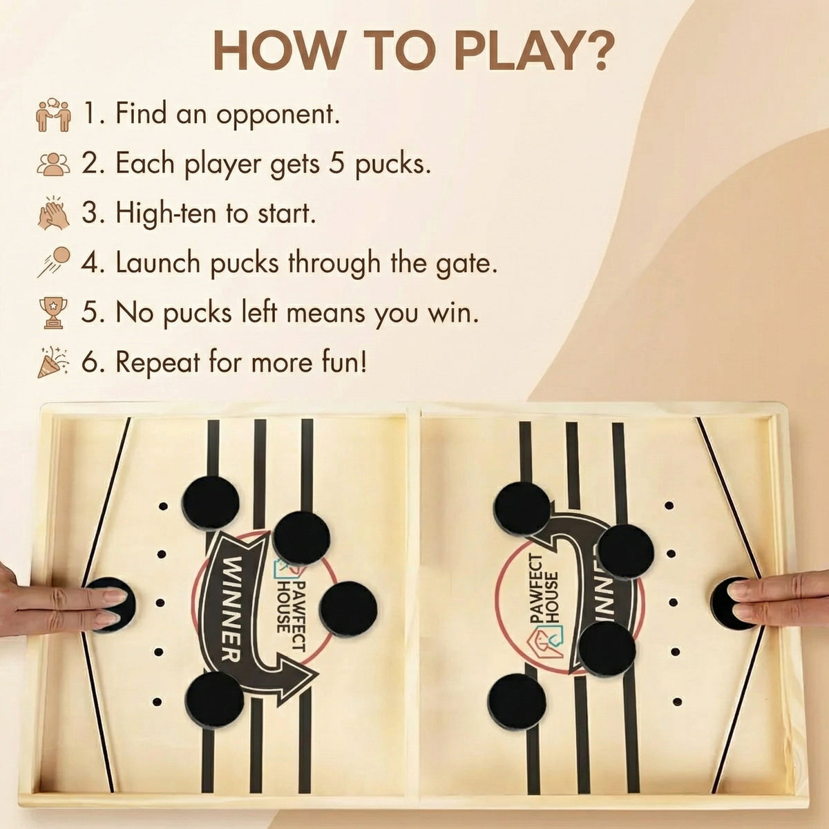 Interactive Wooden Slingshot Puck Game