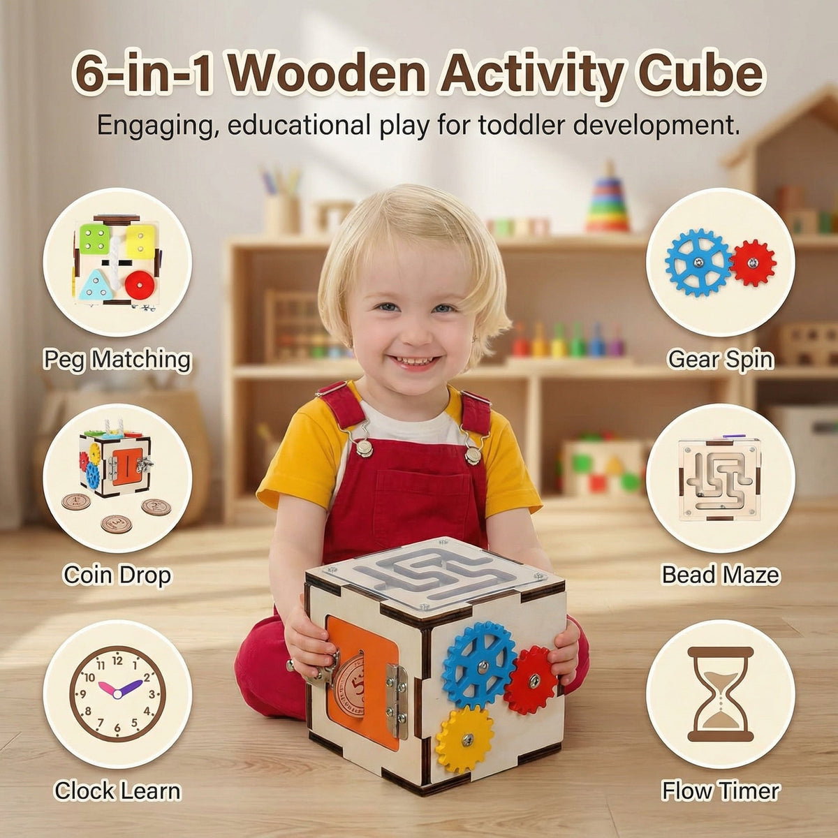 Montessori Wooden Activity Cube | Family Favourite