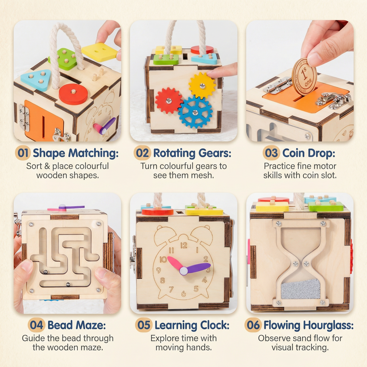 Montessori Wooden Activity Cube | Family Favourite