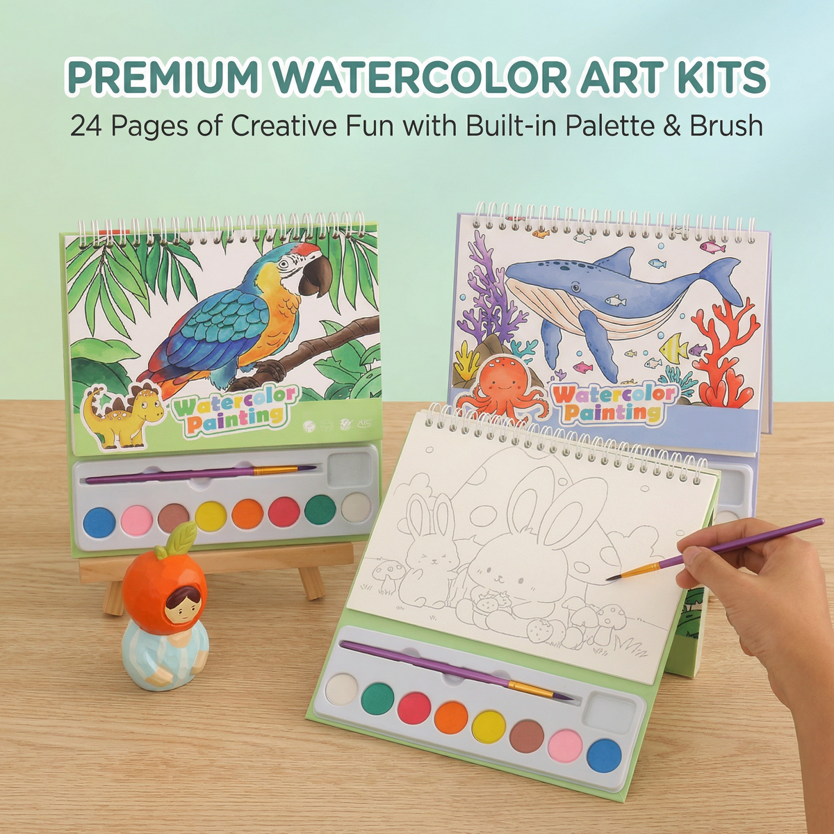 Creative Travel Friendly Watercolour Colouring Kit for Kids
