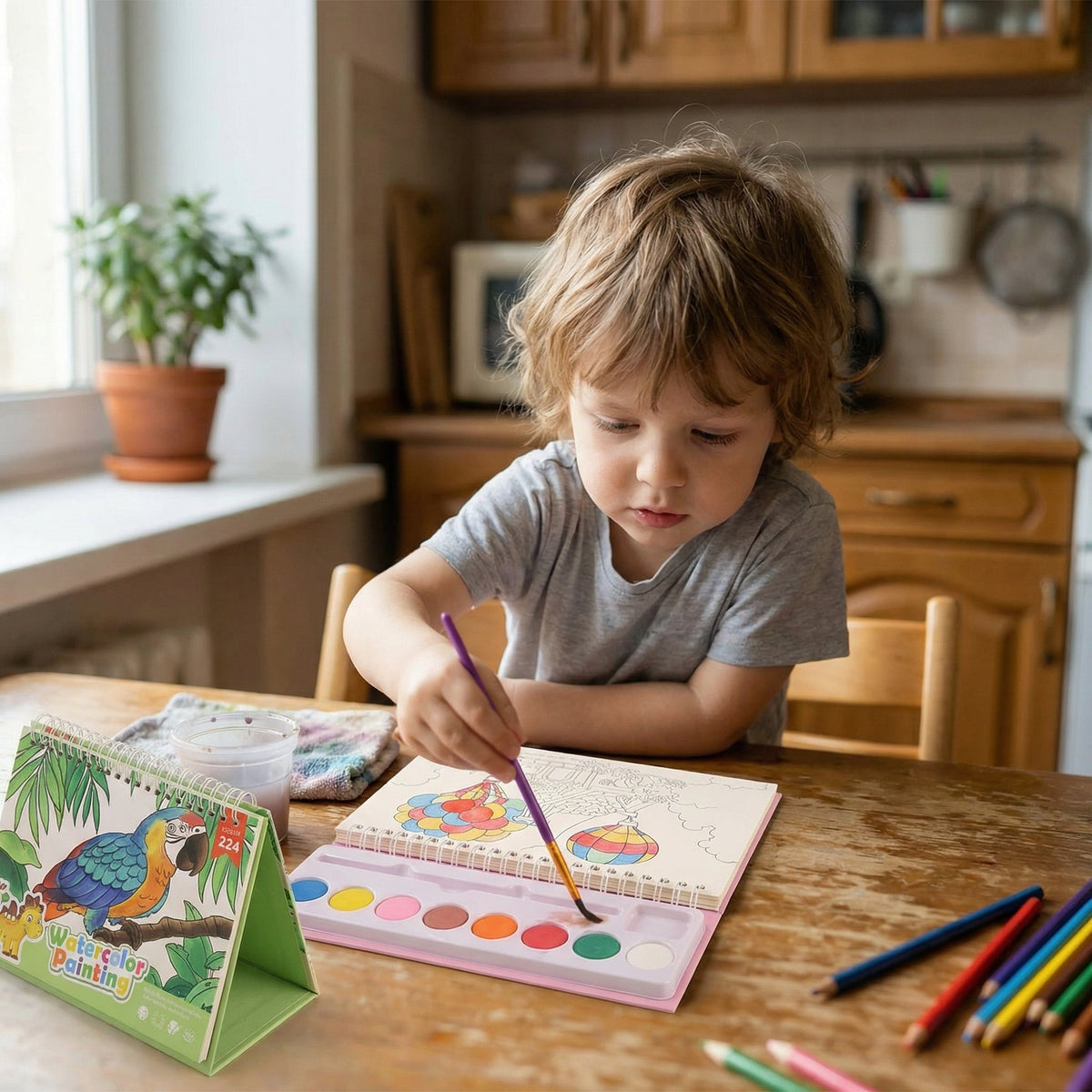 Creative Travel Friendly Watercolour Colouring Kit for Kids