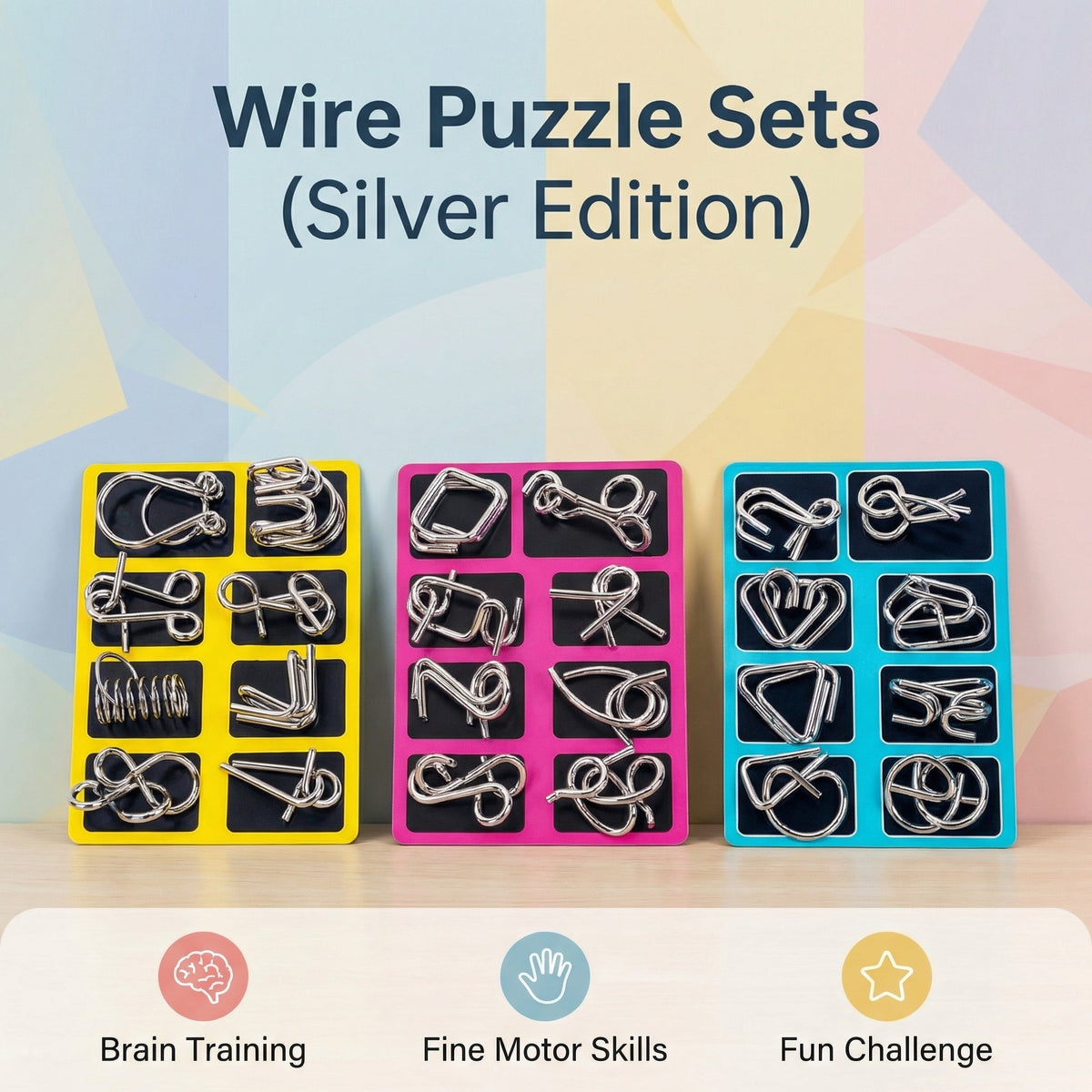 Interactive Metal Logic Puzzle 8-Piece set