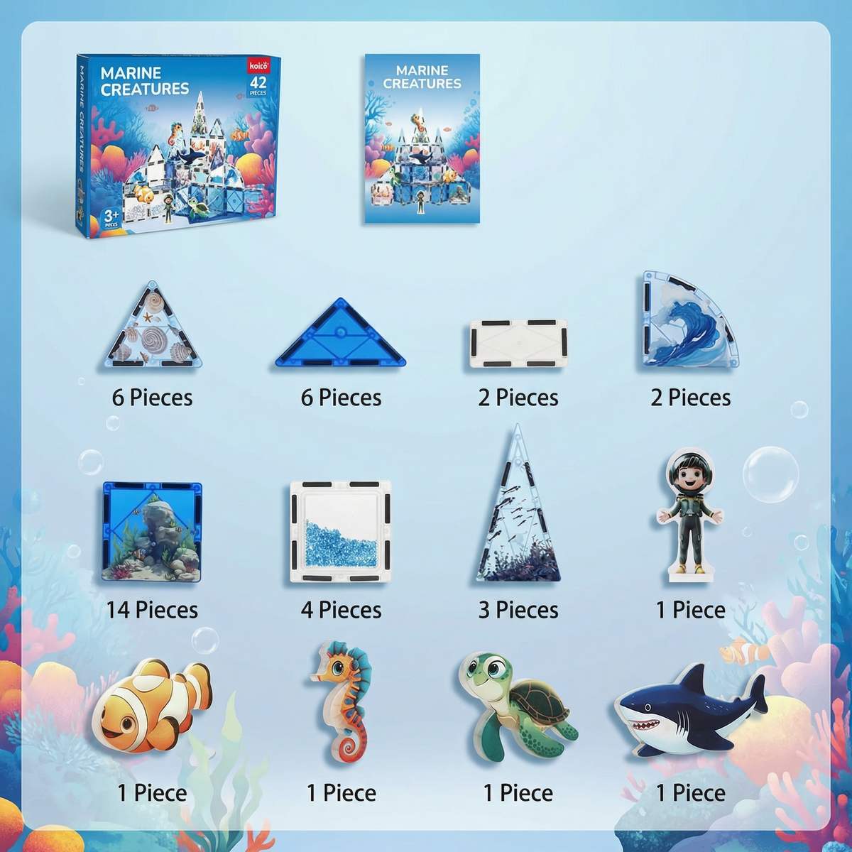 Interactive Magnetic Ocean Tiles Building Set (42pcs)