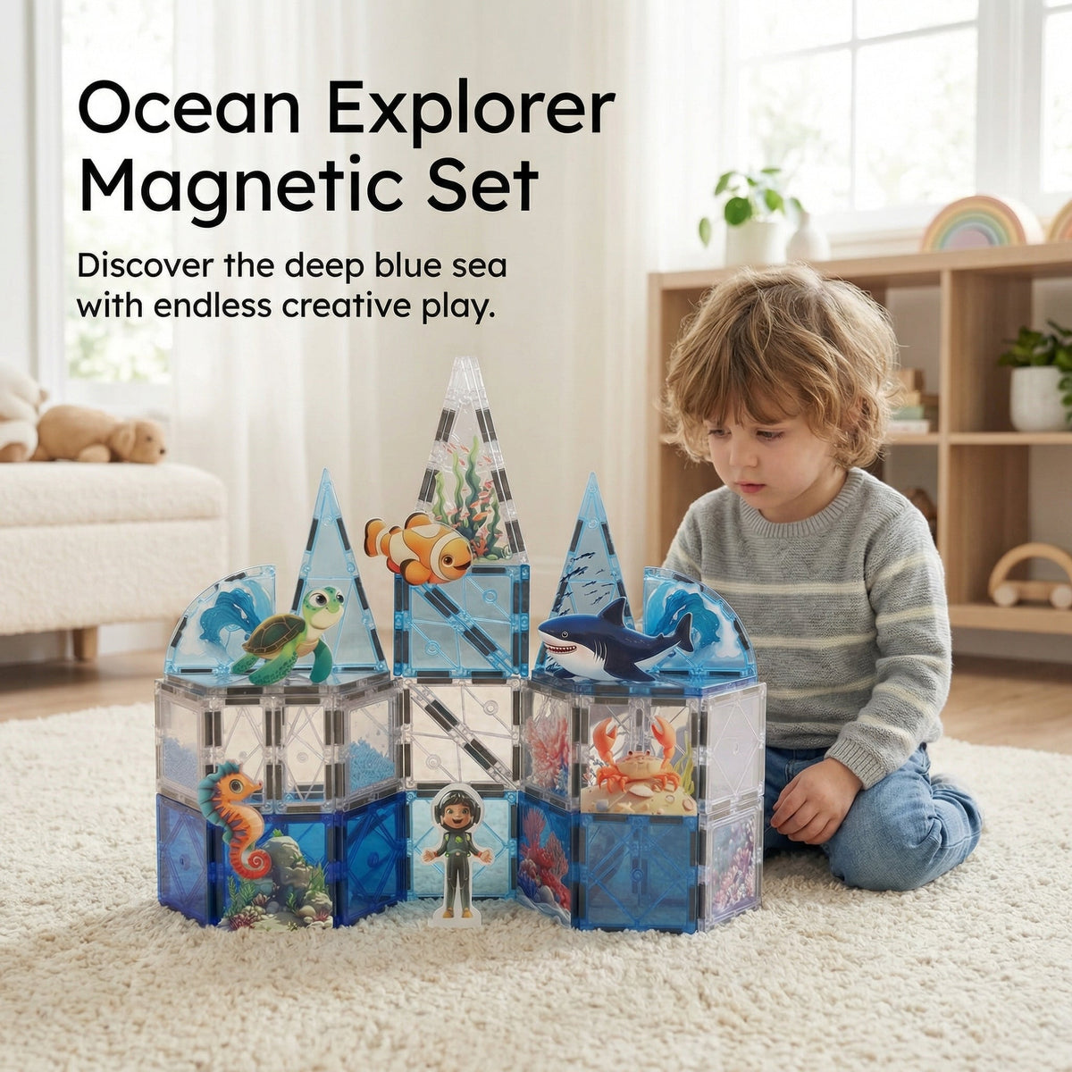 Interactive Magnetic Ocean Tiles Building Set (42pcs)