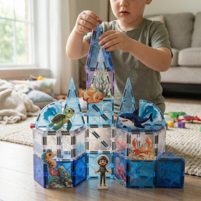Interactive Magnetic Ocean Tiles Building Set (42pcs)