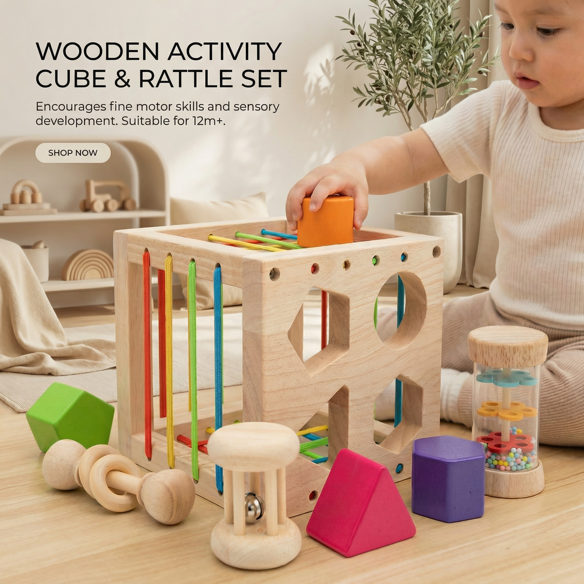 Wooden Activity Cube – Toddlers