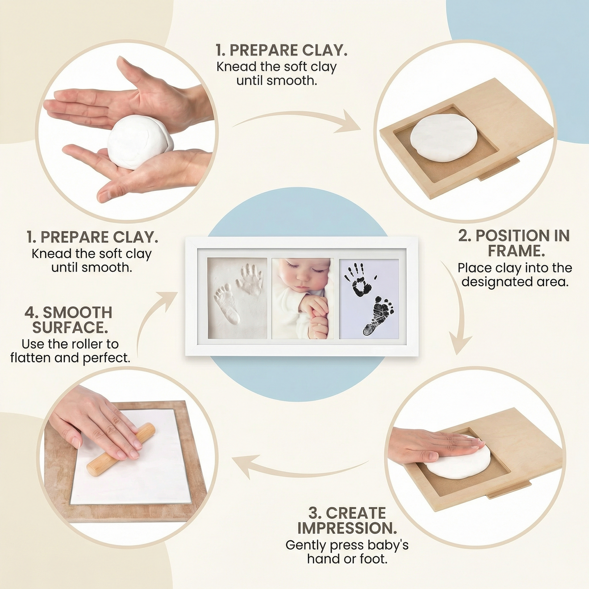Baby Hand and Footprint Keepsake Frame for Everyday Baby Care