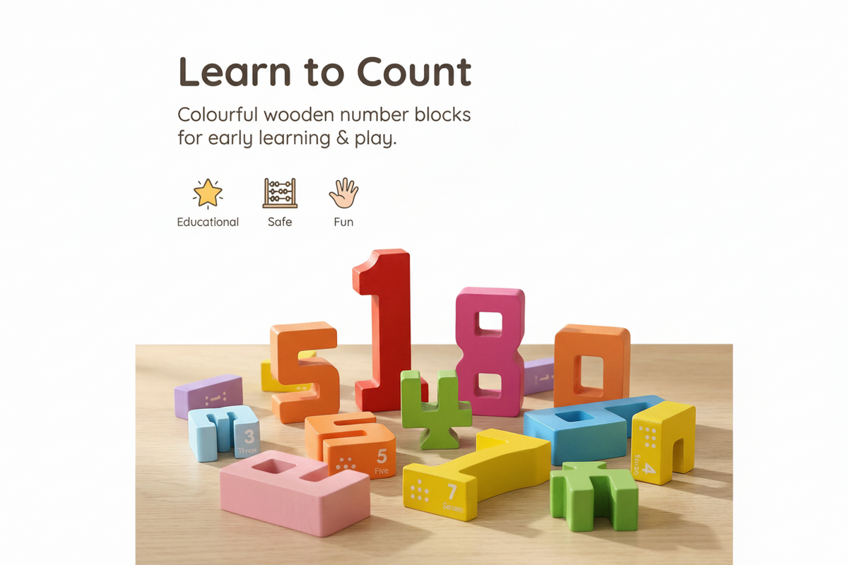Interactive Wooden Number Building Blocks