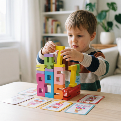 Interactive Wooden Number Building Blocks
