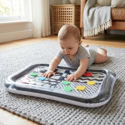 Black & White Baby Tummy Time Water Mat for Everyday Baby Care