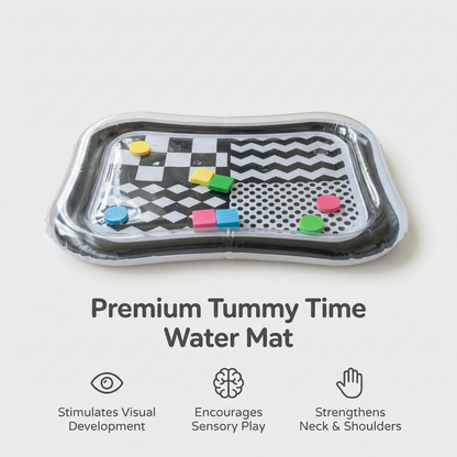Black & White Baby Tummy Time Water Mat for Everyday Baby Care