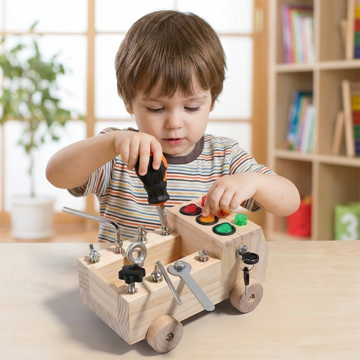 Montessori Wooden Busy Board Bus | Family Favourite