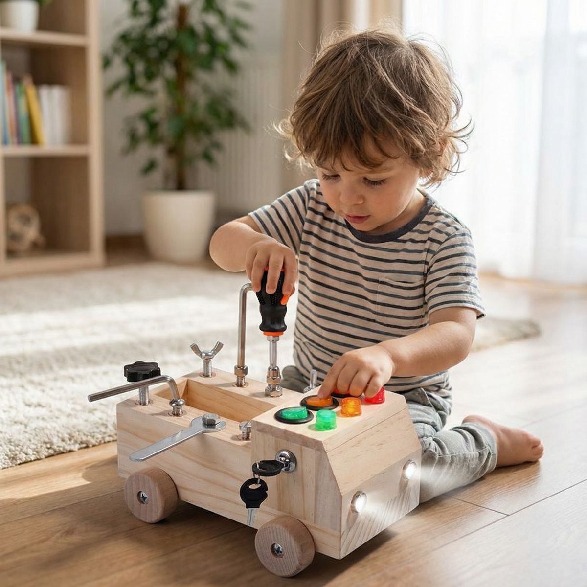 Montessori Wooden Busy Board Bus | Family Favourite