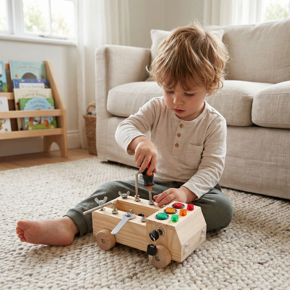 Montessori Wooden Busy Board Bus | Family Favourite