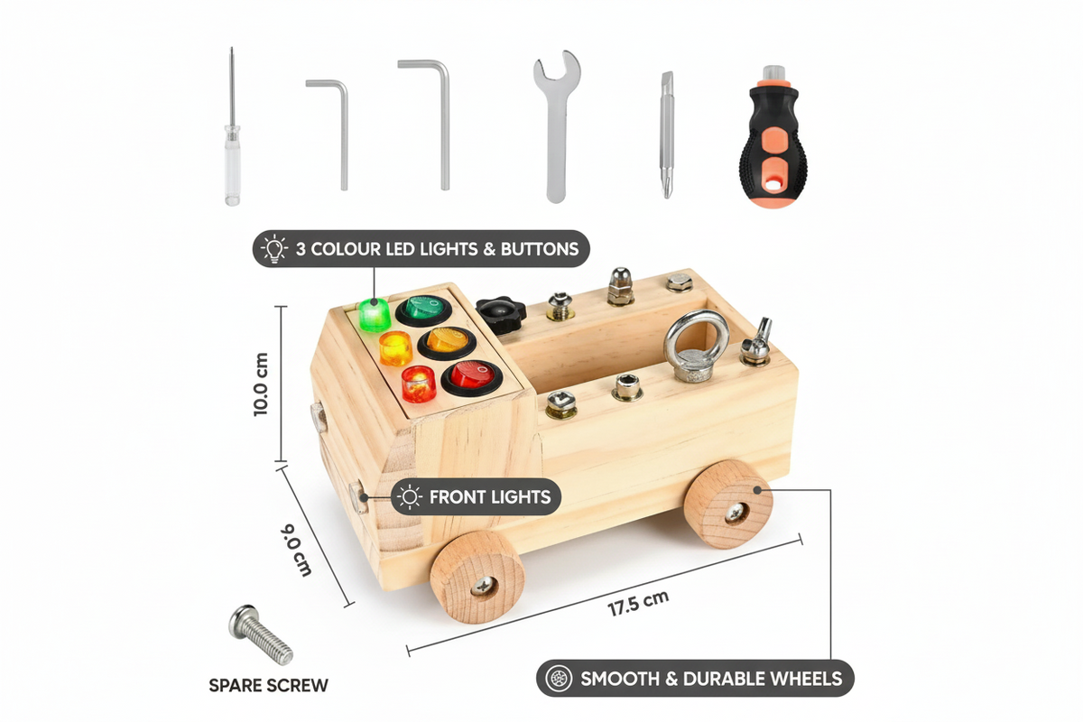 Montessori Wooden Busy Board Bus | Family Favourite