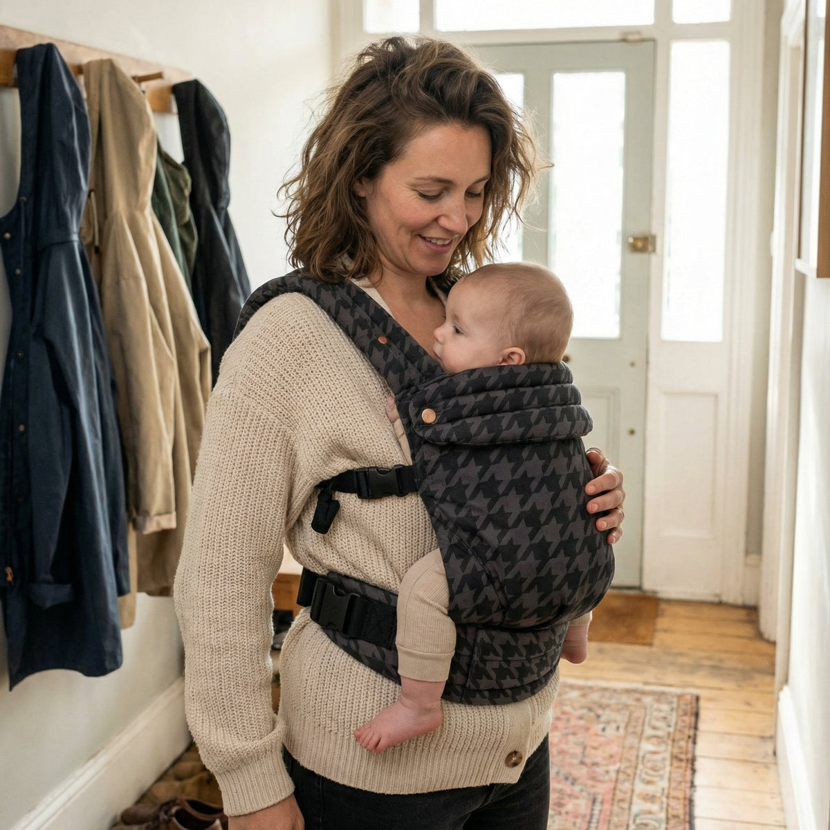 Ergonomic Checkered Baby Carrier for Everyday Baby Care