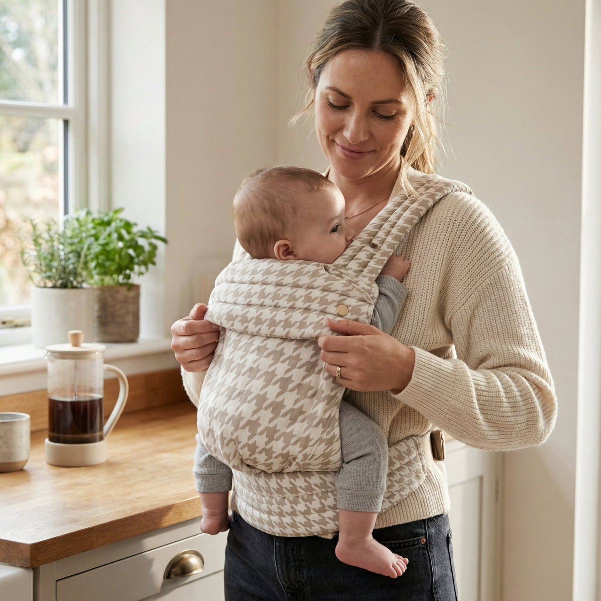 Ergonomic Checkered Baby Carrier for Everyday Baby Care