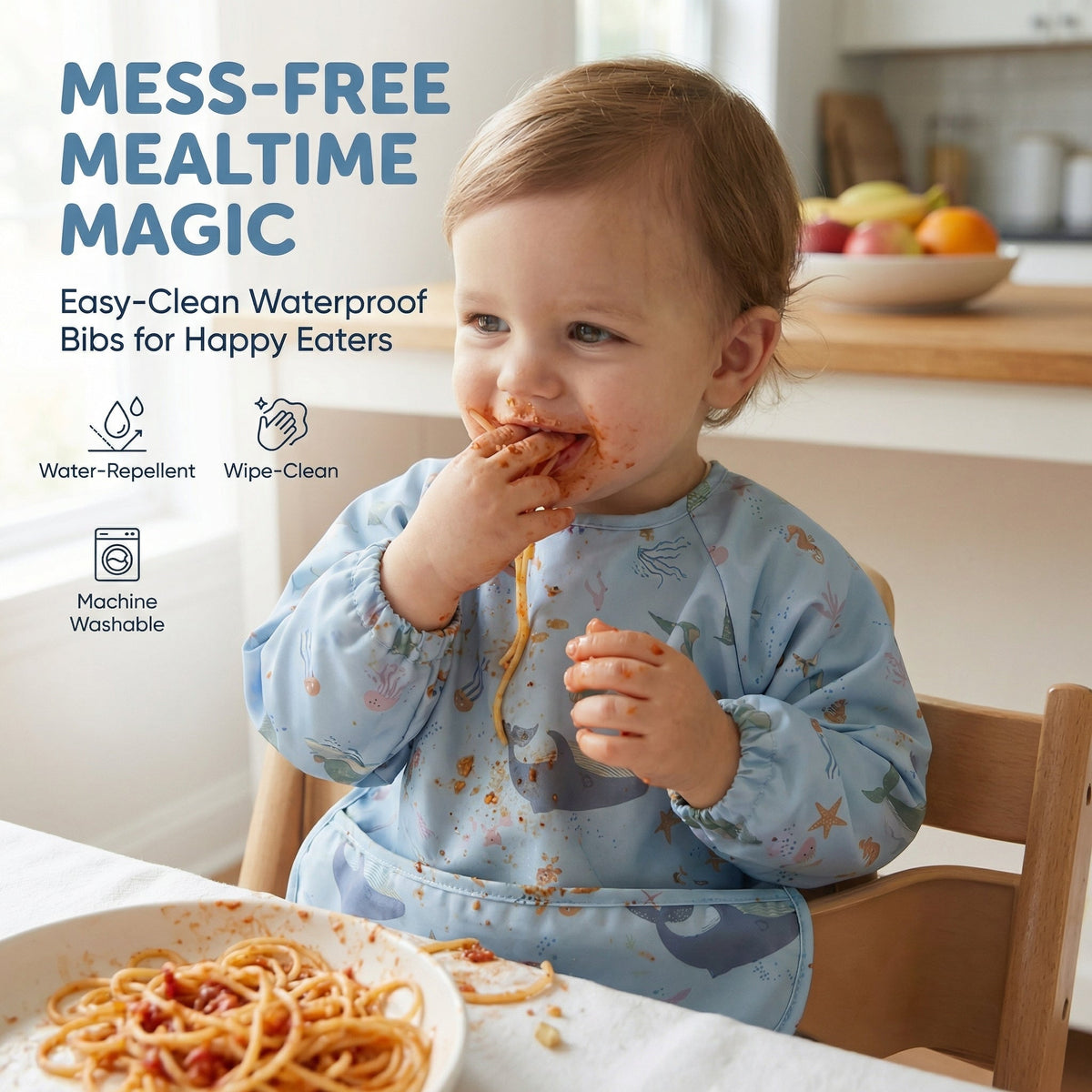 Toddler Full Coverage Feeding Bib - Waterproof | Family Favourite