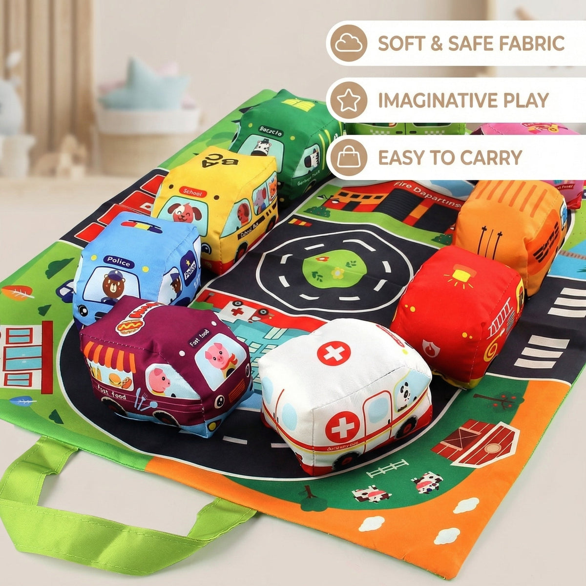 2 in 1 Plush Cars & Play Mat | Family Favourite