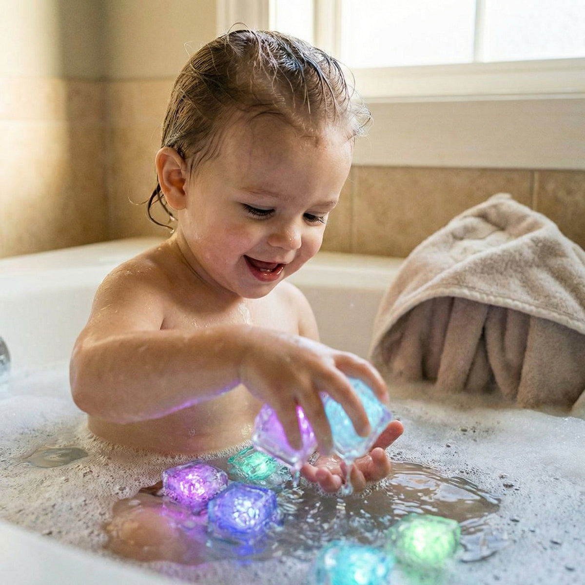 LED Bath Light Cubes 12 Pack - Water Activated | Family Favourite