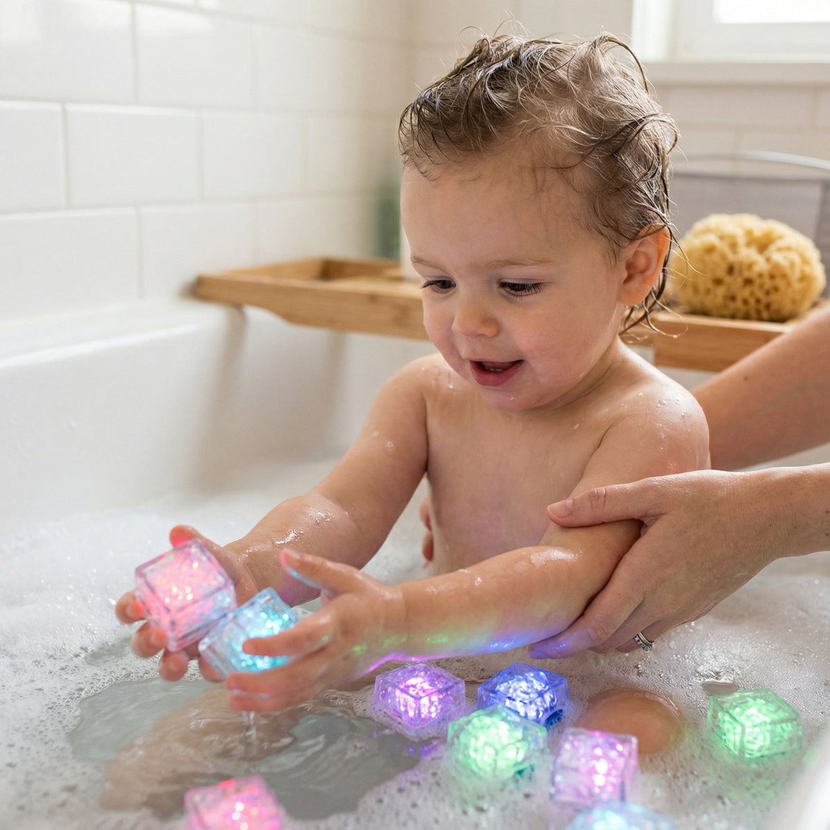LED Bath Light Cubes 12 Pack - Water Activated | Family Favourite