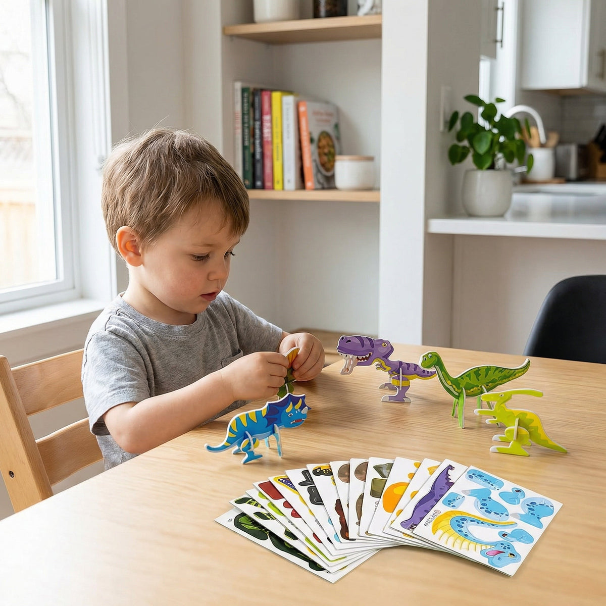 Interactive 3D Cardboard Puzzle Set for Kids