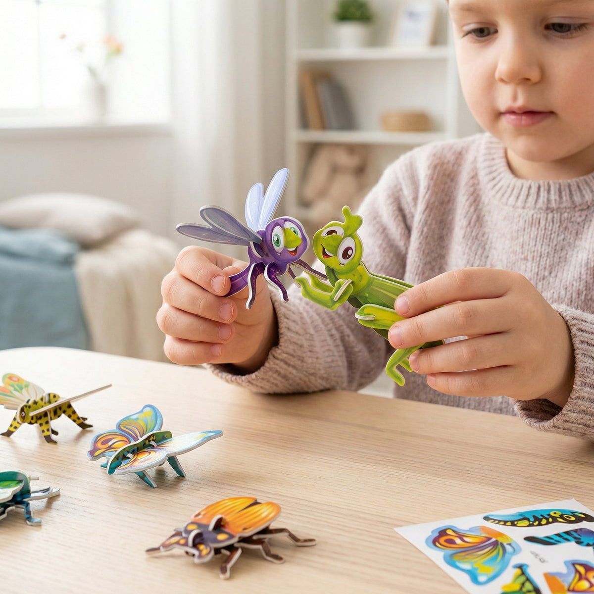 Interactive 3D Cardboard Puzzle Set for Kids