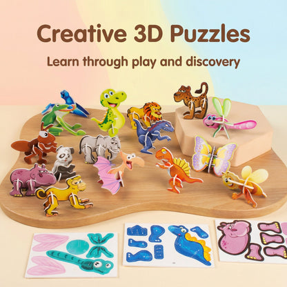 Interactive 3D Cardboard Puzzle Set for Kids