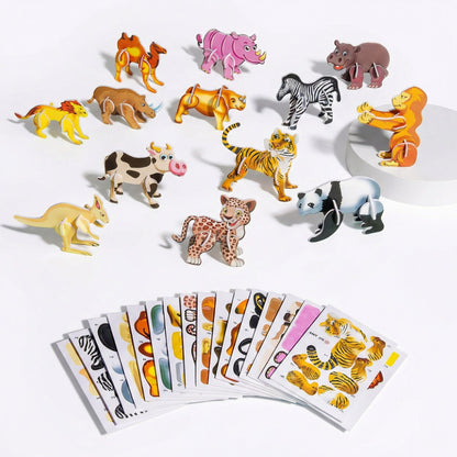 Interactive 3D Cardboard Puzzle Set for Kids