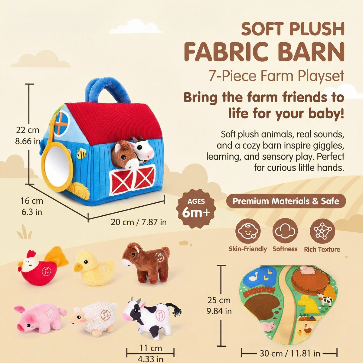 Plush Farm Animal Set & Sounds