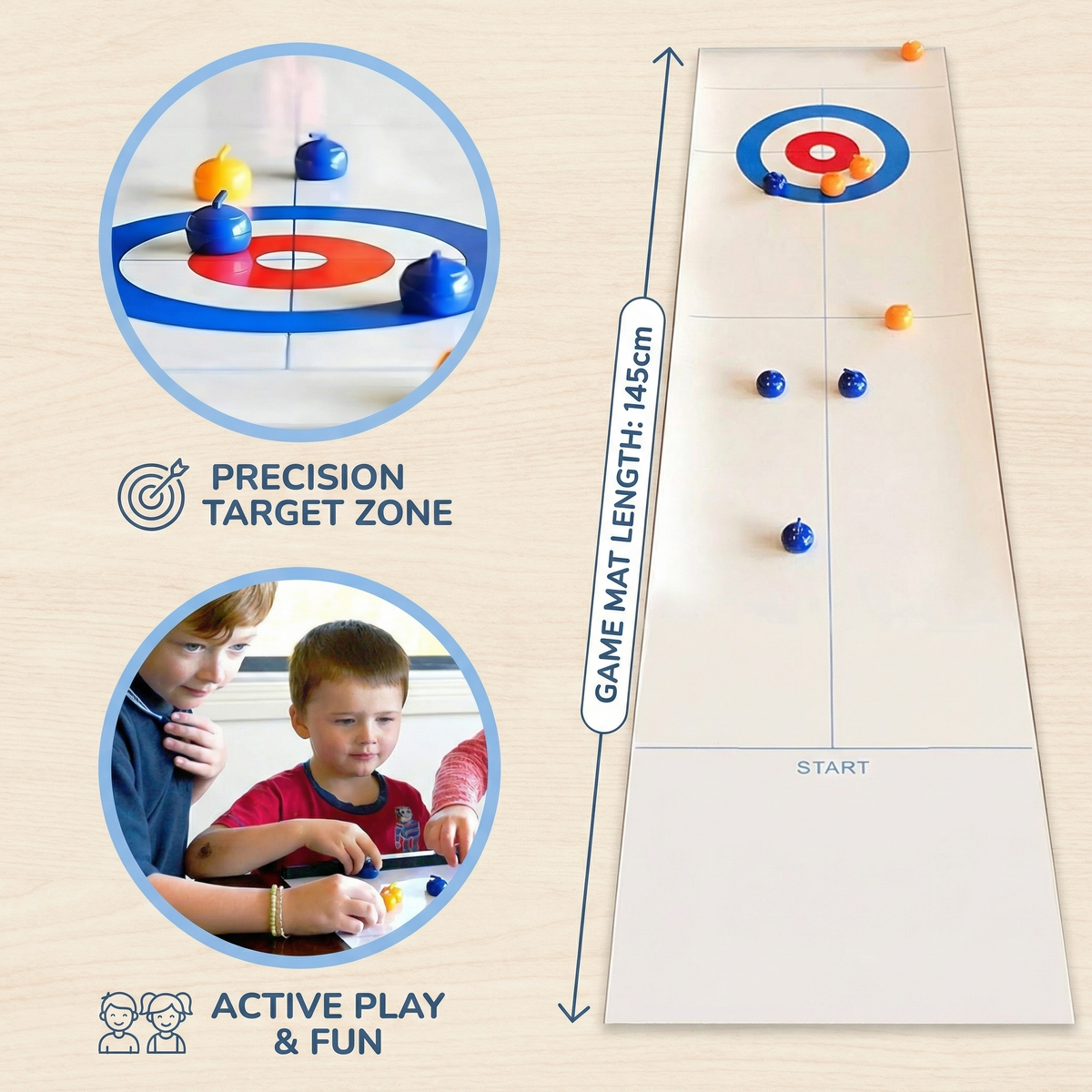 Interactive Portable Table Curling Game for Family Fun
