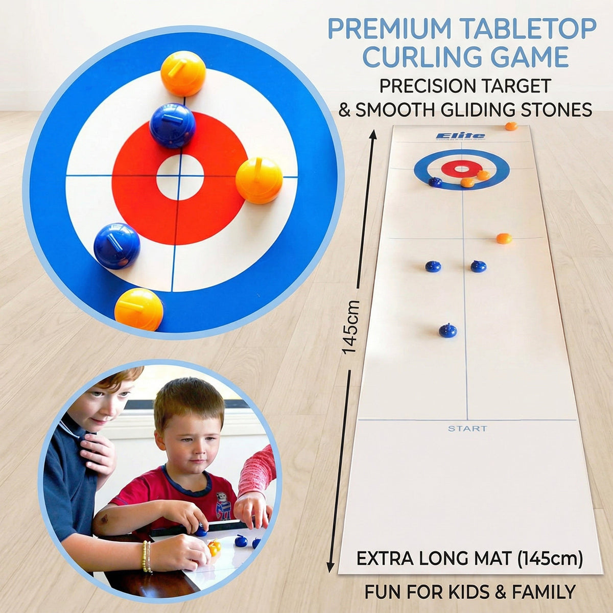 Interactive Portable Table Curling Game for Family Fun