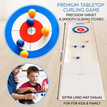 Interactive Portable Table Curling Game for Family Fun