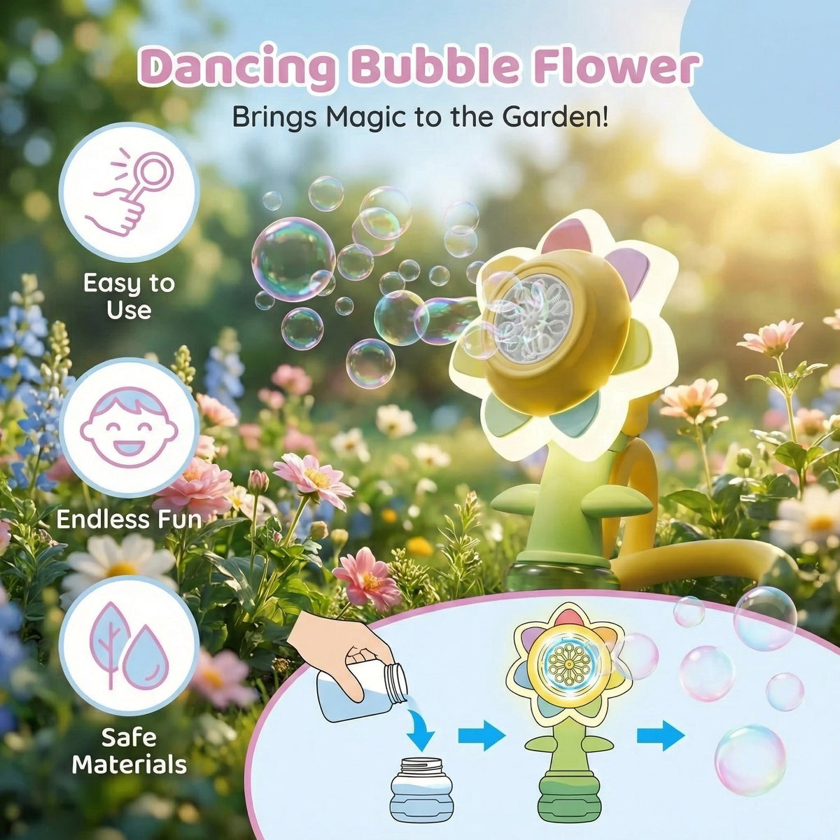 Light Up Sunflower Bubble Machine | Family Favourite
