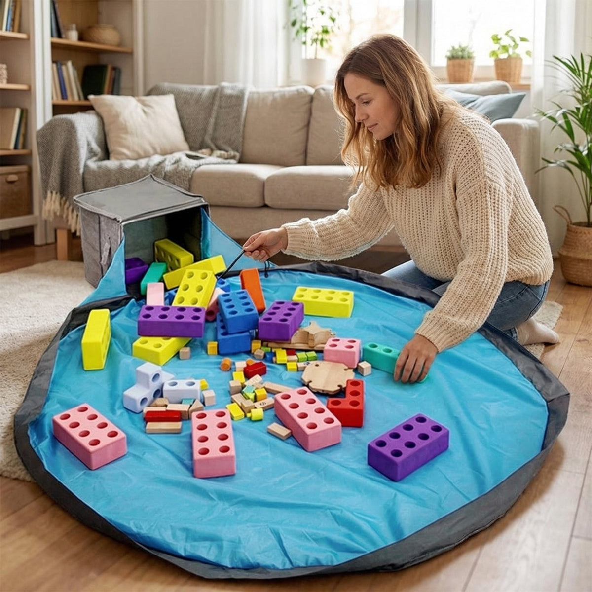 Interactive Toy Storage Box with Built In Play Mat