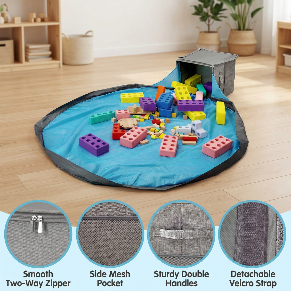 Interactive Toy Storage Box with Built In Play Mat