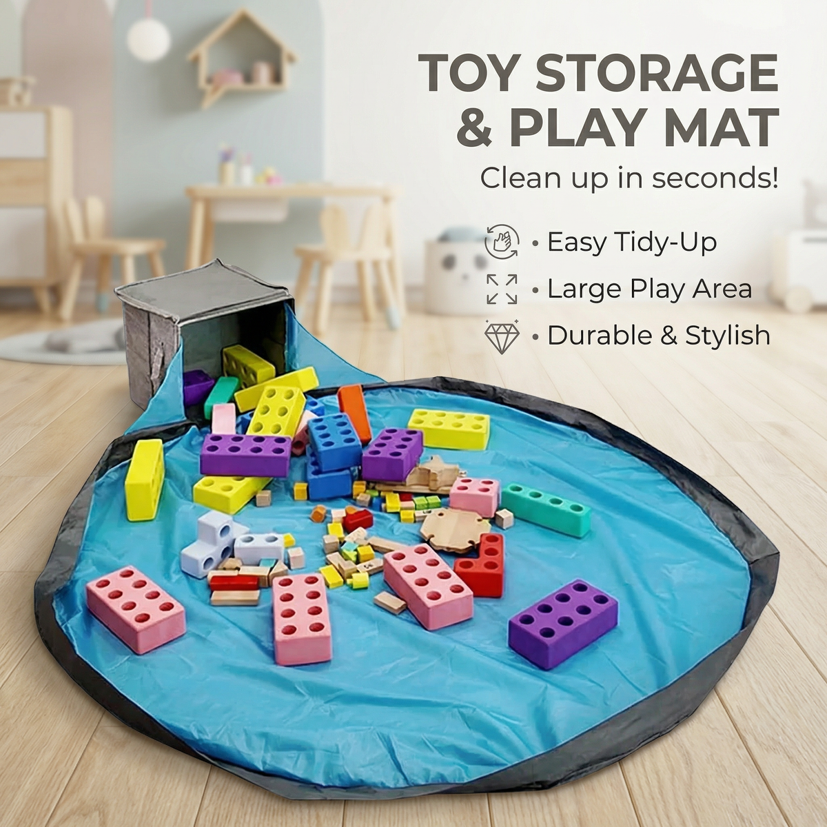 Interactive Toy Storage Box with Built In Play Mat