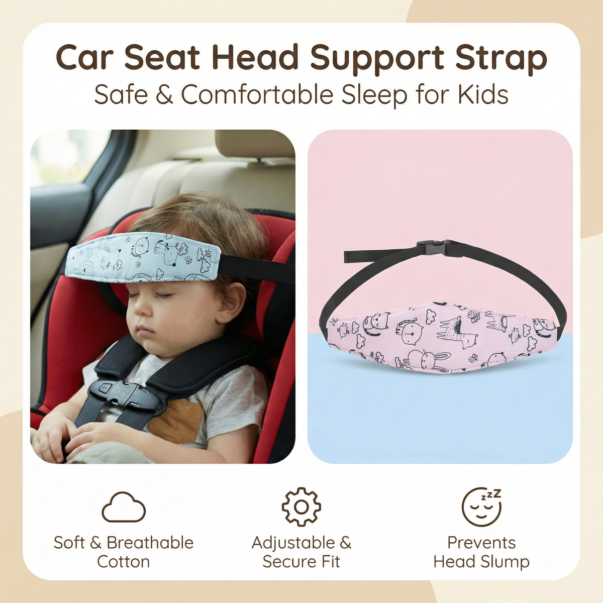 Child Car Seat Sleep Head Support Strap | Family Favourite