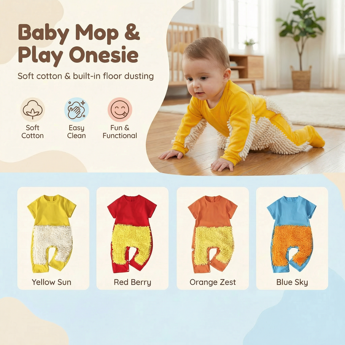 Baby Crawling Mop Suit – Funny Cleaning Play