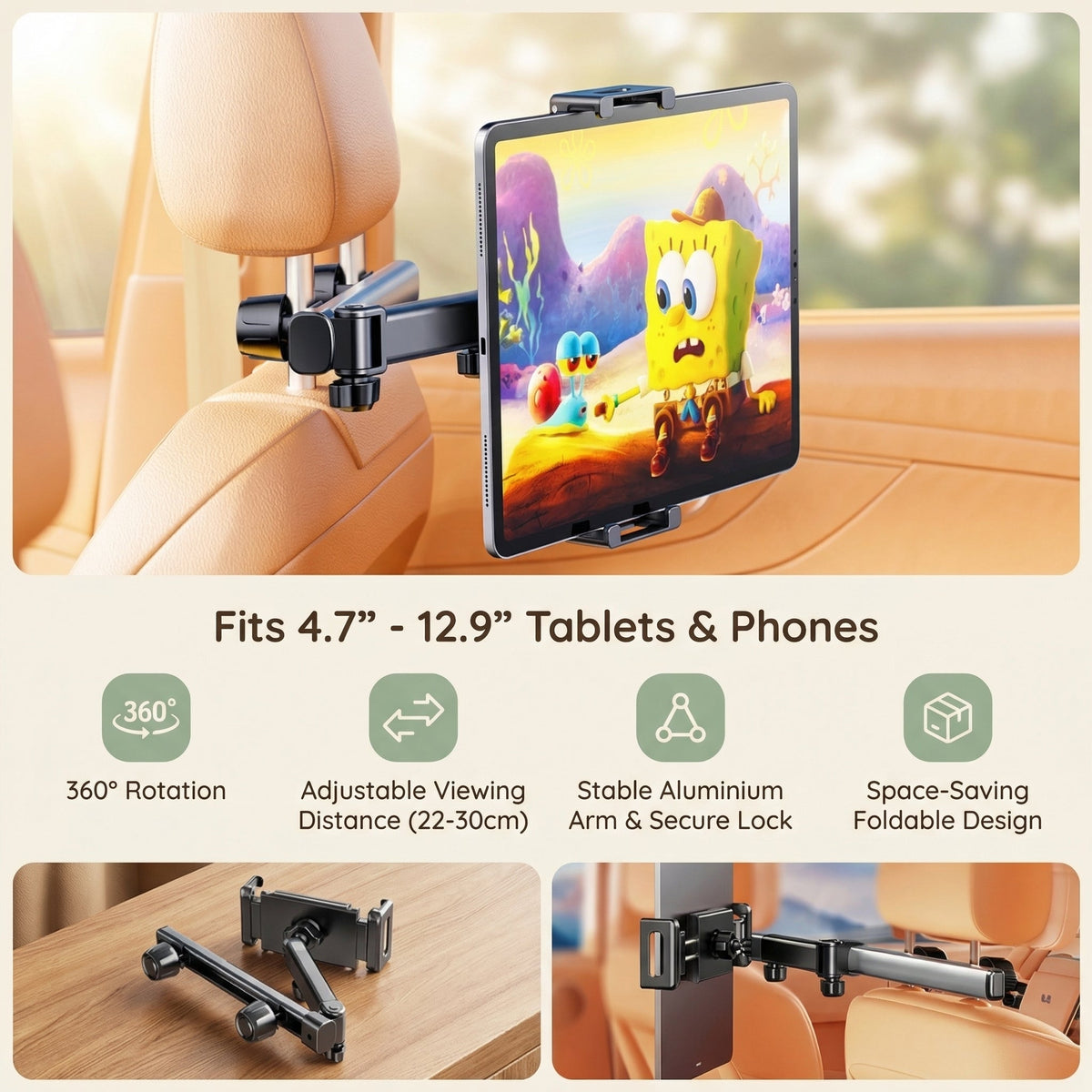 Car Headrest Tablet Holder – Kids