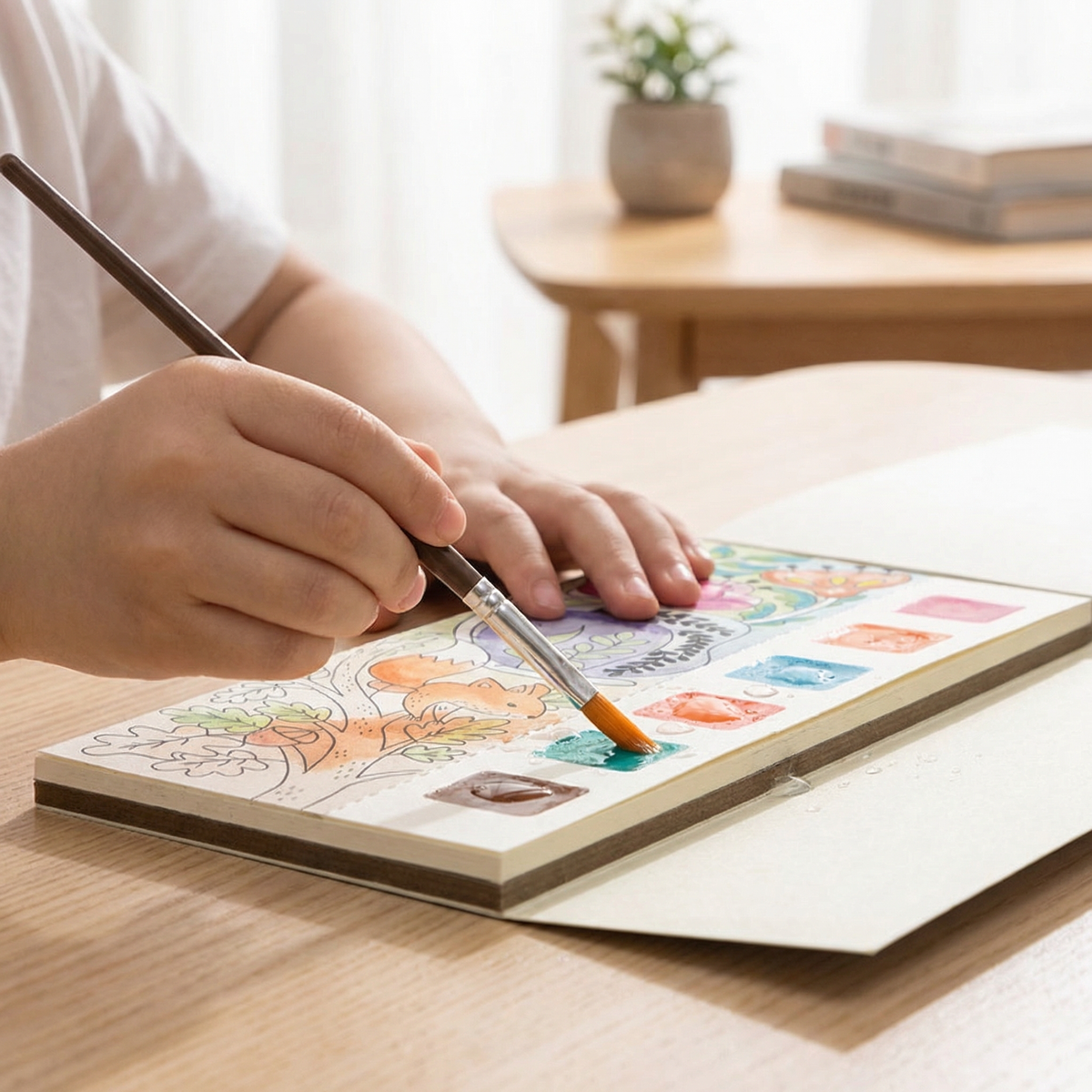 Creative Watercolour Painting Book with Built In Paint