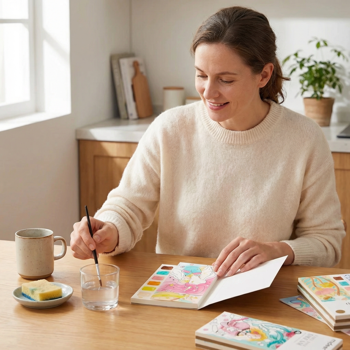 Creative Watercolour Painting Book with Built In Paint
