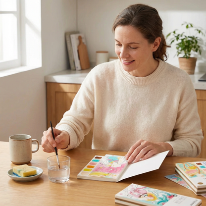 Creative Watercolour Painting Book with Built In Paint