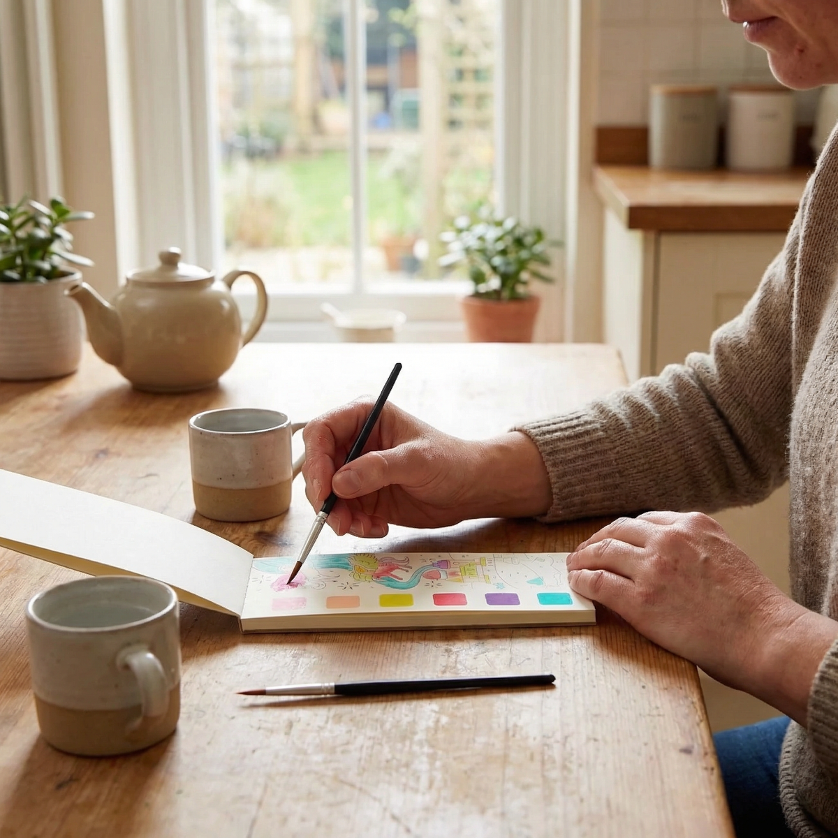 Creative Watercolour Painting Book with Built In Paint