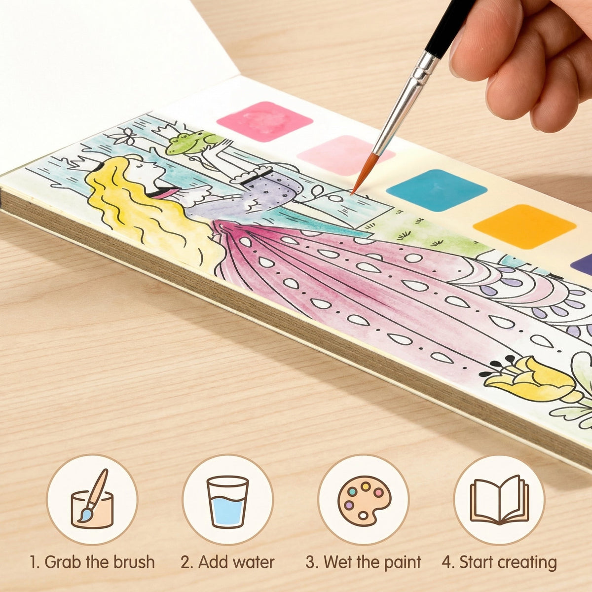 Creative Watercolour Painting Book with Built In Paint