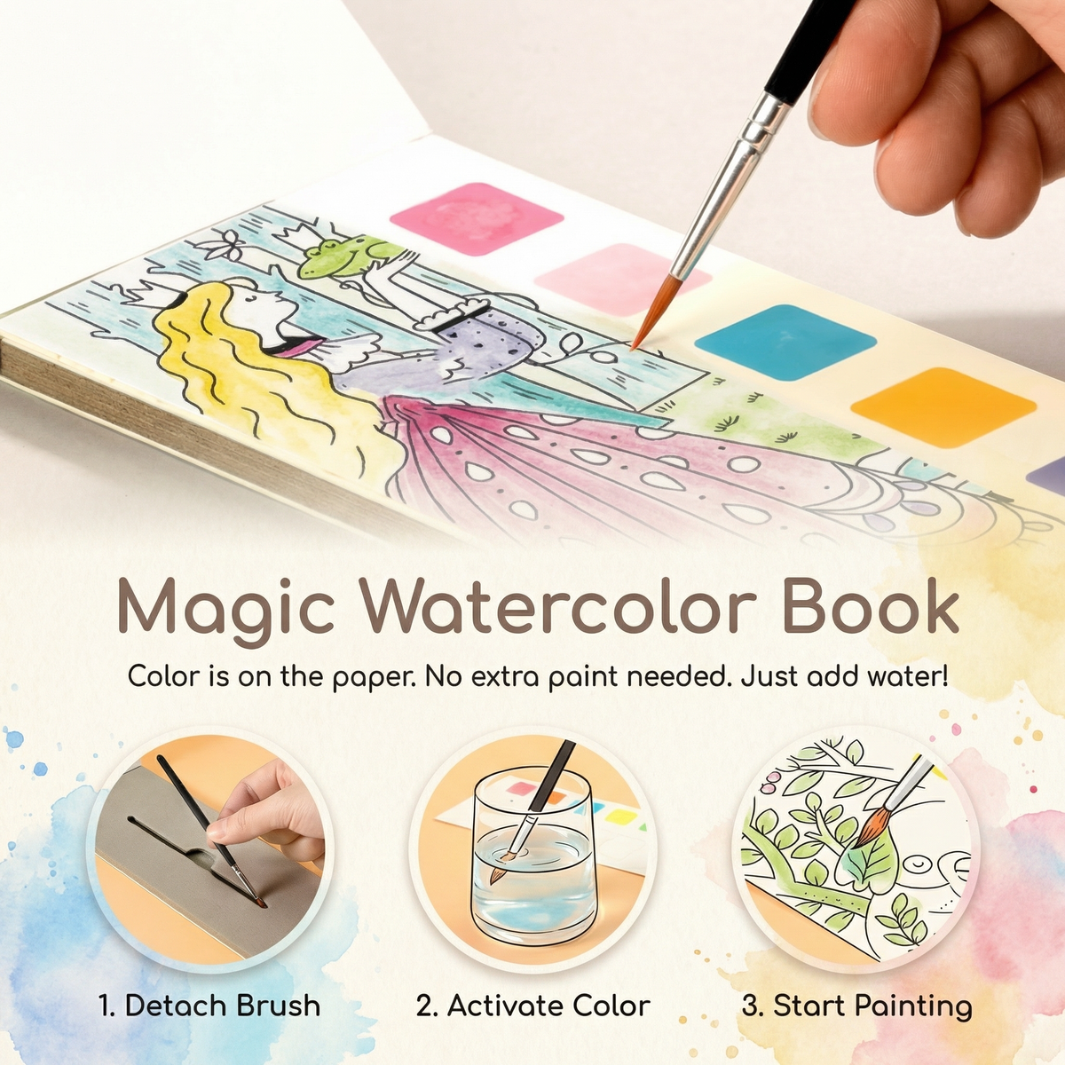 Creative Watercolour Painting Book with Built In Paint
